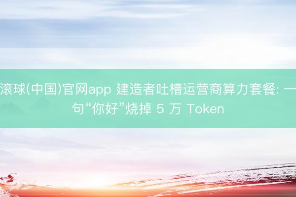 滚球(中国)官网app 建造者吐槽运营商算力套餐: 一句“你好”烧掉 5 万 Token