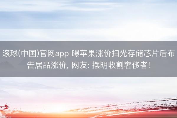 滚球(中国)官网app 曝苹果涨价扫光存储芯片后布告居品涨价， 网友: 摆明收割奢侈者!